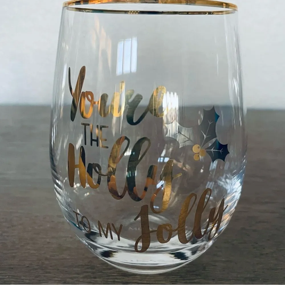 Mikasa Christmas Holiday Stemless Wine Glasses Set